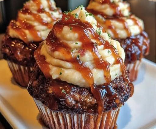 Smoky Bourbon BBQ Bacon-Wrapped Meatloaf Cupcakes with Mashed Potato Frosting FB IMG 1748354747273
