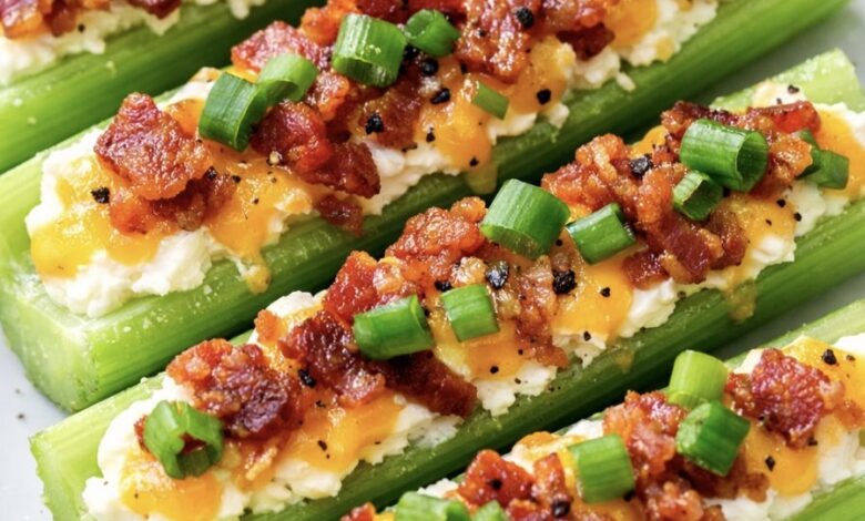 Low Carb Creamy Bacon Cheddar Celery Boats IMG 0198