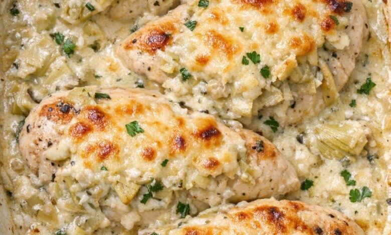 Oven Baked Creamy Artichoke Chicken IMG 1124