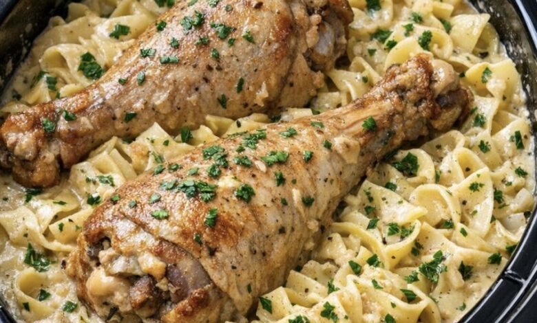 Slow Cooker Evaporated Milk Turkey Drumstick Pasta IMG 1993