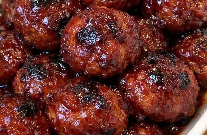 Oven Baked 3-Ingredient Cranberry BBQ Meatballs IMG 2153