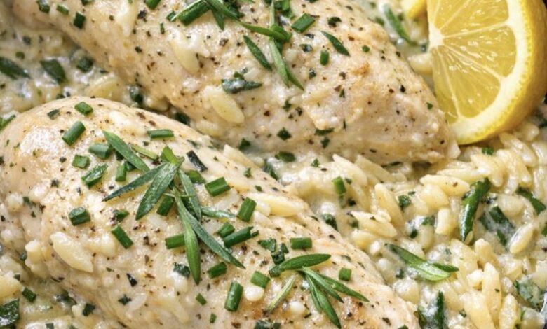 Slow Cooker Creamy Spring Herb Chicken Orzo IMG 2640